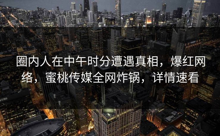 圈内人在中午时分遭遇真相，爆红网络，蜜桃传媒全网炸锅，详情速看