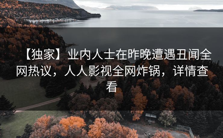 【独家】业内人士在昨晚遭遇丑闻全网热议，人人影视全网炸锅，详情查看