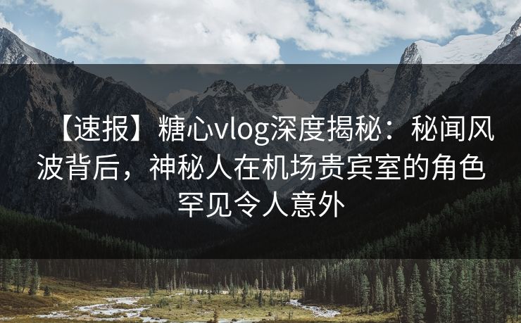 【速报】糖心vlog深度揭秘：秘闻风波背后，神秘人在机场贵宾室的角色罕见令人意外