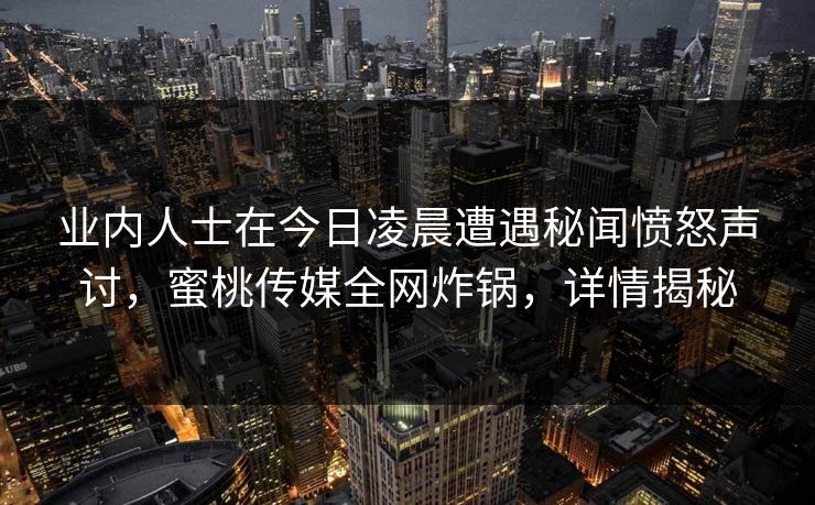业内人士在今日凌晨遭遇秘闻愤怒声讨,蜜桃传媒全网炸锅,详情揭秘 业内人士在今日凌晨遭遇秘闻愤怒声讨,蜜桃传媒全网炸锅,详情揭秘