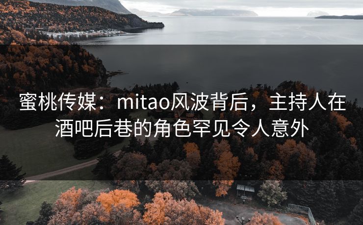 蜜桃传媒：mitao风波背后，主持人在酒吧后巷的角色罕见令人意外